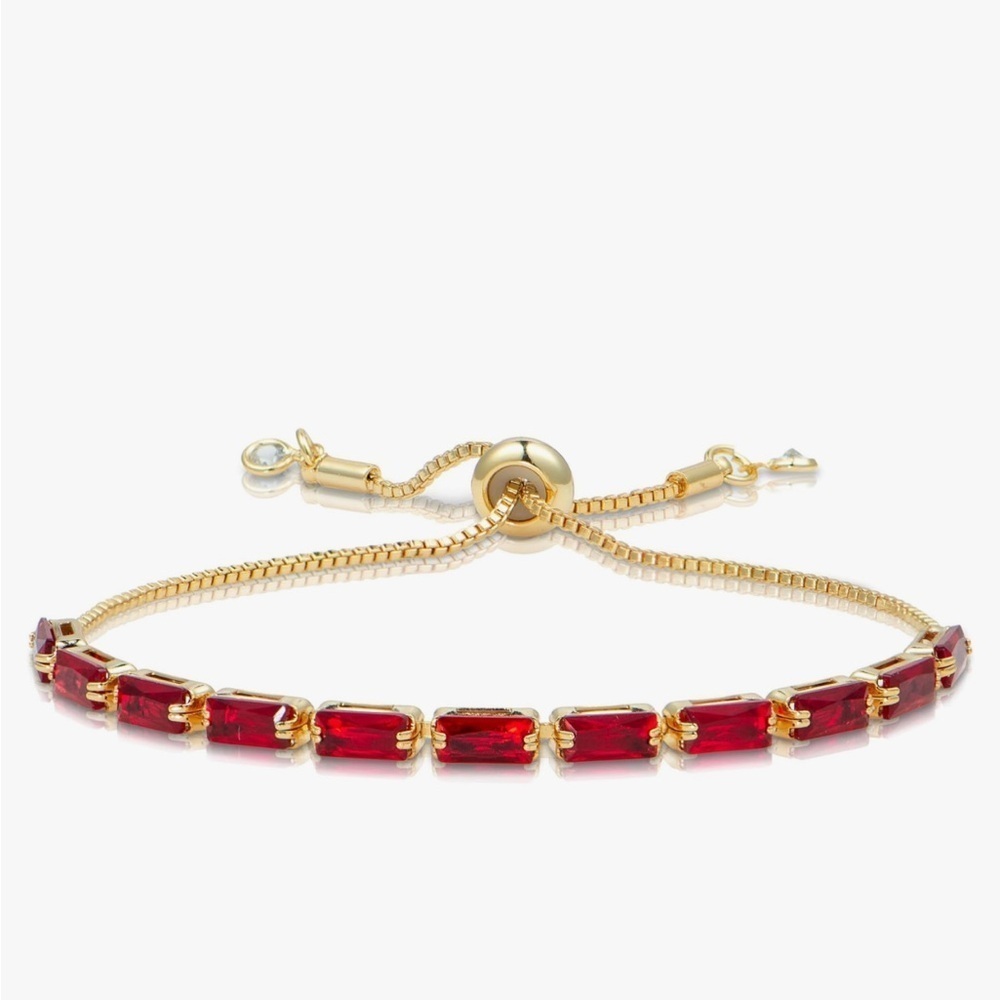 Ruby CZ tennis bracelet adjustable with crystals